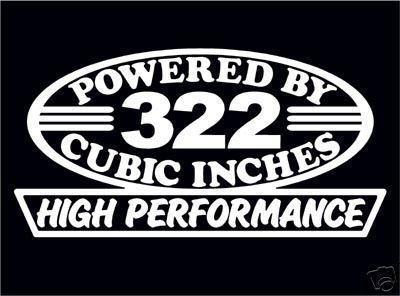 2 high performance 322 cubic inches decal set hp v8 engine emblem stickers