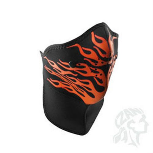 Zan headgear/neo-x face mask, bamboo filter &amp; neck shld, orange flames