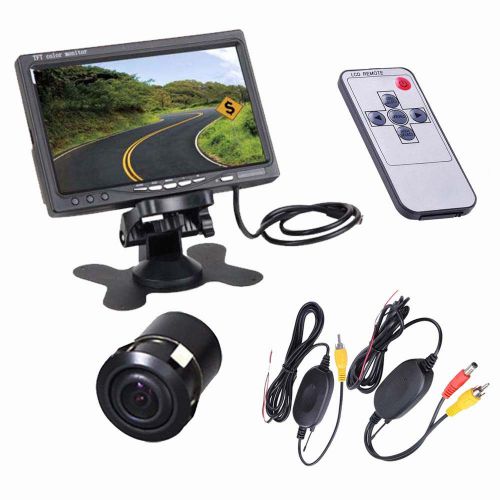 7&#034; tft lcd car rear view backup monitor+wireless parking night vision camera kit