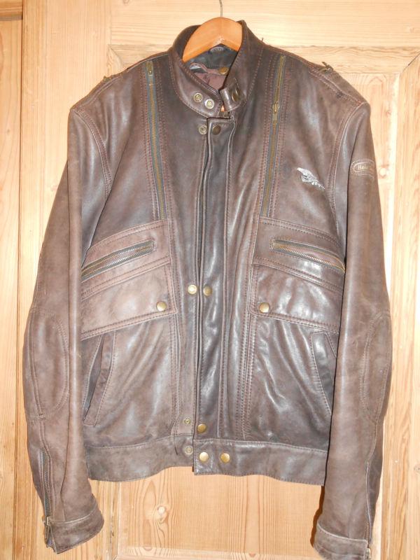 Hein gericke brown leather motorcycle jacket sz 46 