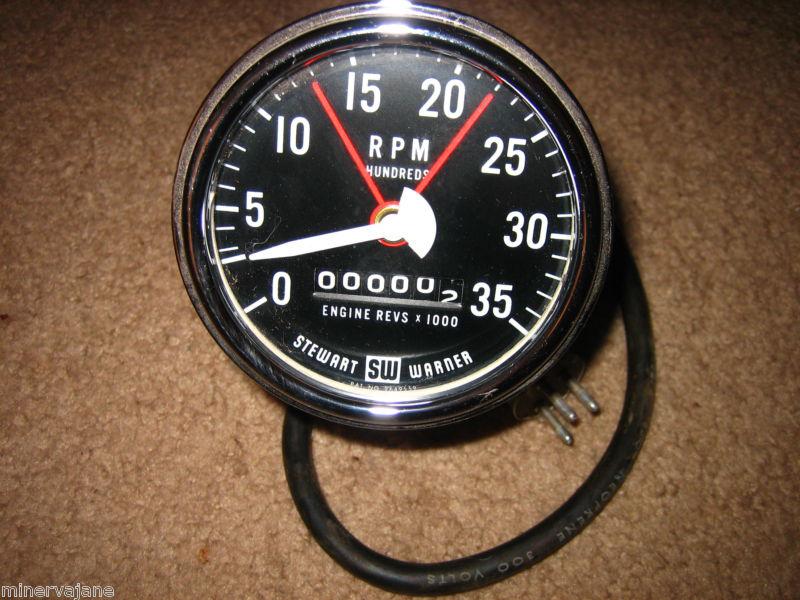 Nos 1950's stewart warner tach tachometer mack kenworth cat peterbuilt truck 12v