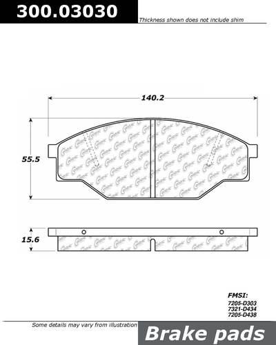 Centric 300.03030 brake pad or shoe, front-premium semi-met pads w/shims