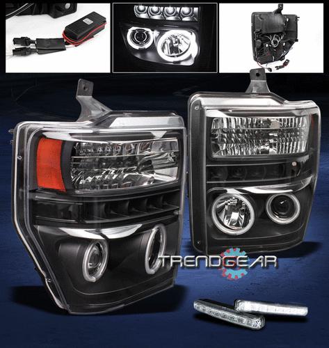 08-10 f250 f350 f450 f550 super duty ccfl halo black projector headlight+drl led