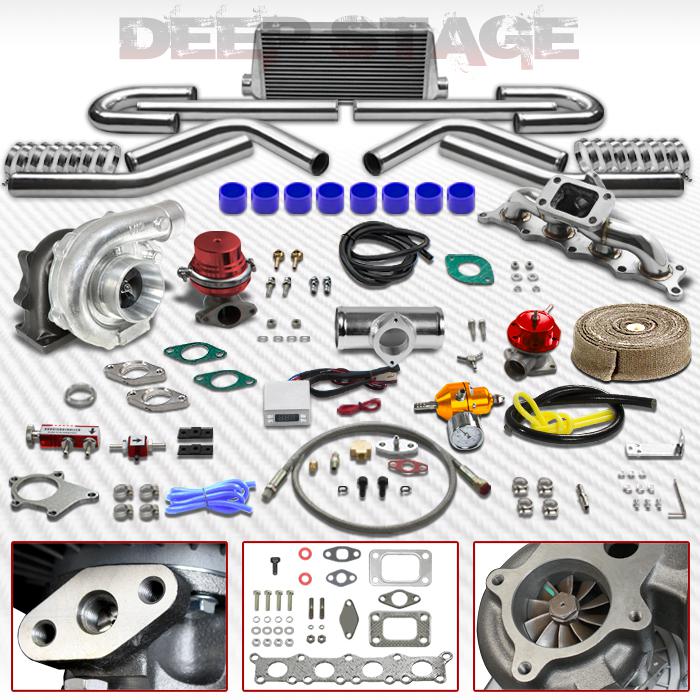 T04e t3 10pc turbo kit w/intercooler+blow off valve+manifold+wrap a4/passat 1.8l