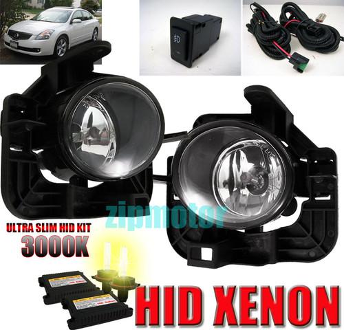 2007-2012 nissan altima sedan 4dr jdm bumper fog light lamp+3000k hid+switch kit