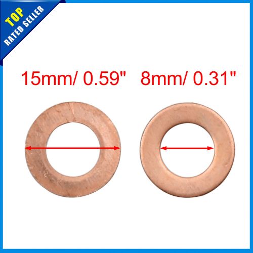 Universal 8mm inner diameter copper washers flat sealing gasket rings pack of 50