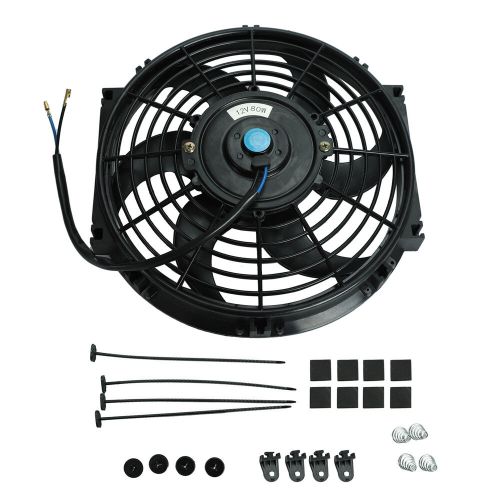 10&#034; 12v universal slim fan push pull electric radiator cooling mount kit x2