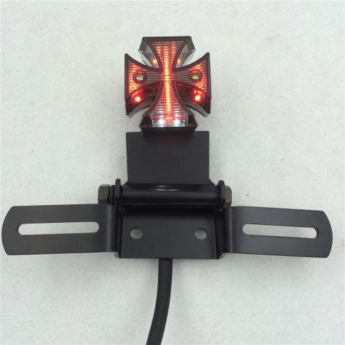 Brake license plate maltese cross shape tail light fit for universal motorcycle