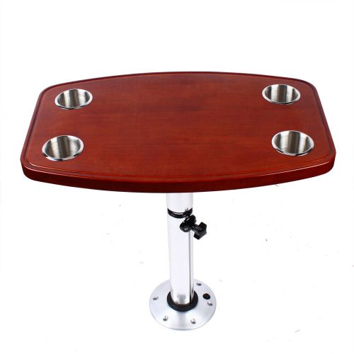 Rv boat marine caravan table pedestal elm table top base 4 cup holder 22&#034;-28&#034;