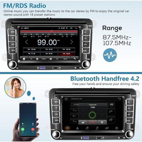 Media player for vw android auto 7” hd touchscreen headunit gps wifi bluetooth