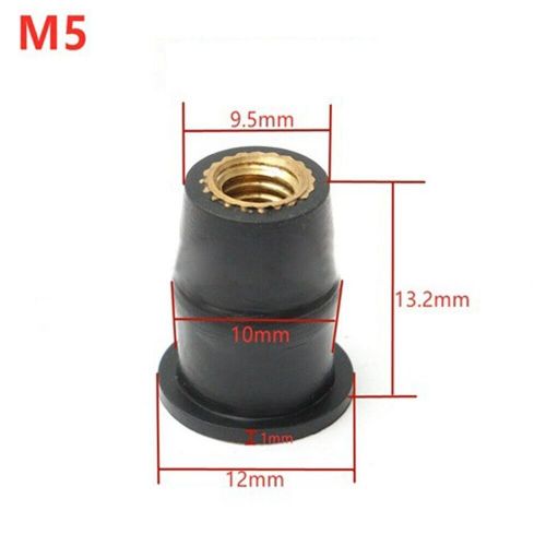 10pcs motorcycle windshield rubber nuts m5-vibration damper panel mounting 5mm