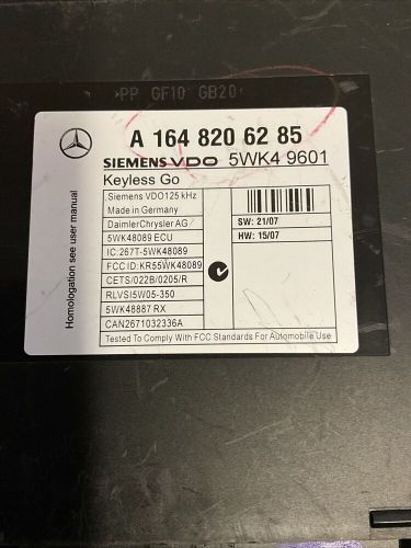 Mercedes keyless go module – a1648206285