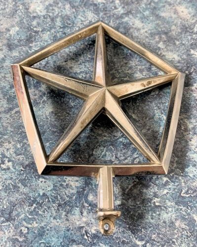 1980s chrysler plymouth dodge pentastar hood ornament 3&#034; chrome, loop intact vg