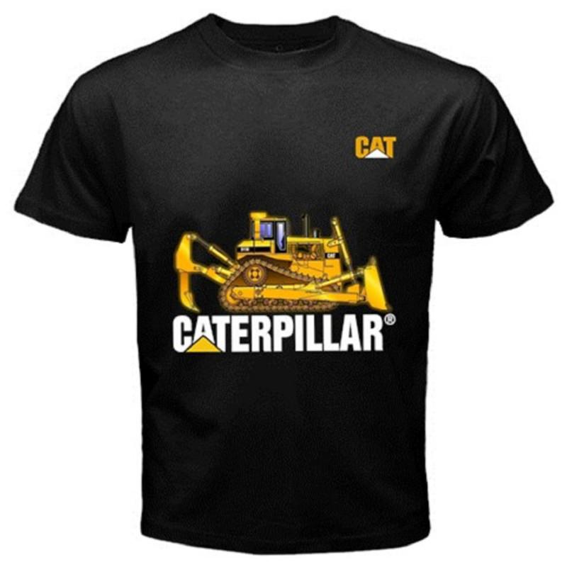 Caterpillar cat logo black men's t-shirt size s m l xl 2xl