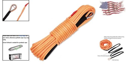 3/16 inch x 50 feet synthetic winch line cable rope - orange, 8,350lbs breaki...