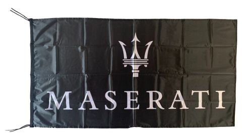 Maserati black &amp; white landscape flag banner 5 x 3 ft 150 x 90 cm