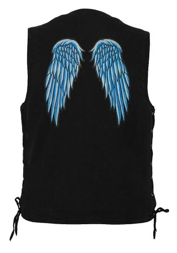 Pretty large size ladies blue angel wings lady rider embroidered biker patch set