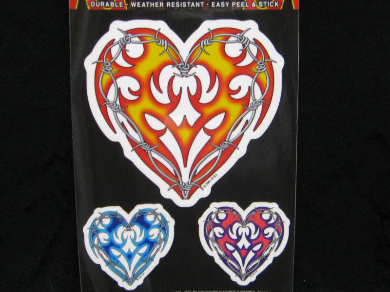 # barbed wire tribal hearts hot leathers  decal 