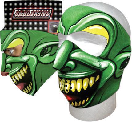 2 in 1 reversible motorcycle biker, ski mobile neoprene face mask - green goon