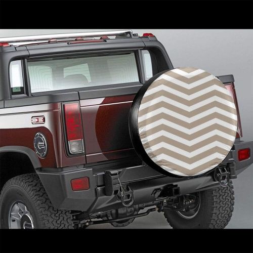 Brown white stripes lines geometric spare tire covers waterproof wheel cover