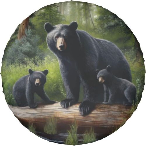 Forest black bear tire cover windproof and dustproof tire cover