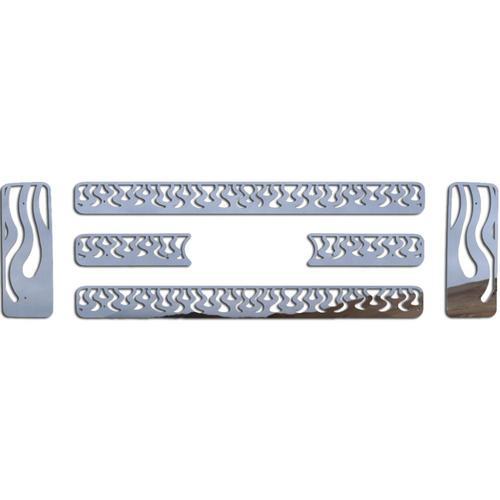 Ford superduty 08-10 stainless vertical flame front metal grille trim cover