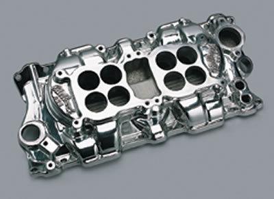 Edelbrock c-26 dual quad intake manifold chevy sbc 283 327 350 fits stock heads