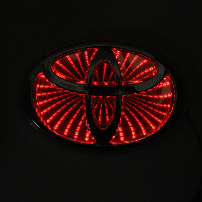 Red led 3d car logo badge lights lamp emblem sticker decal for toyota corolla