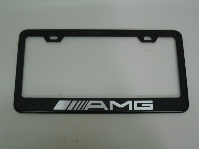 *amg* mercedes c/e/cls/clk/s black metal license plate frame