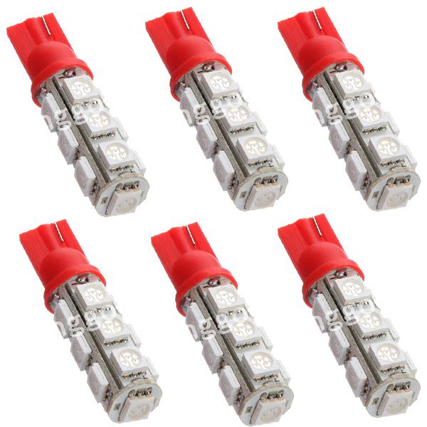 6x car t10 168 501 194 w5w 13 smd led 5050 red parking light wedge bulb lamp us