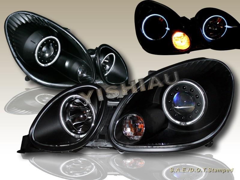 98-05 lexus gs 300/400/430 black projector headlights twin halo ccfl