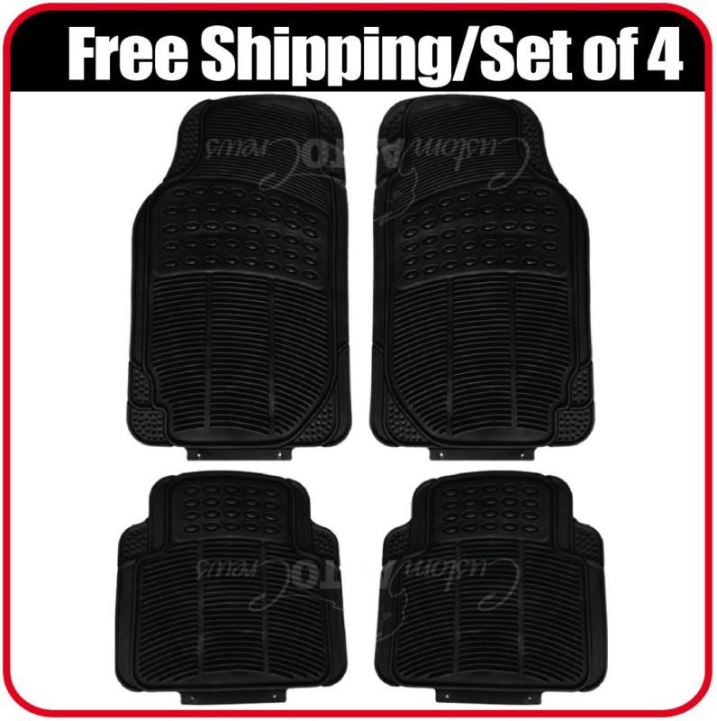 All weather heavy duty rubber car floor mat 4pc set black front, rear new suv a