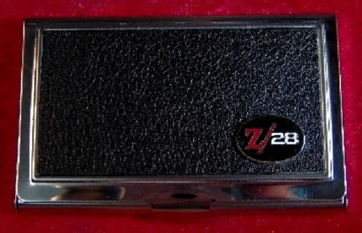 Z/28 camaro - stainless steel & leather business card case