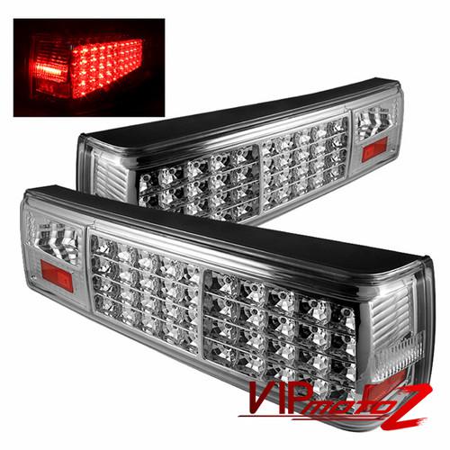 1987-1993 ford mustang chrome diamond 2pc led smd tail light lamps plug & play