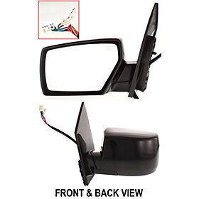 Power heated side view door mirror assembly driver's left manual fold