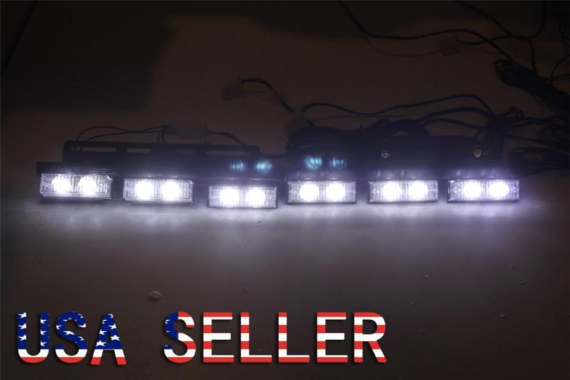 2x6 led 3mode car truck boat  strobe emergency flash light front grille white