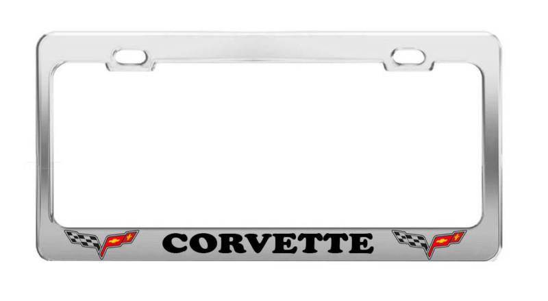 Car license plate frames > chrome metal > car license tag holder > corvette