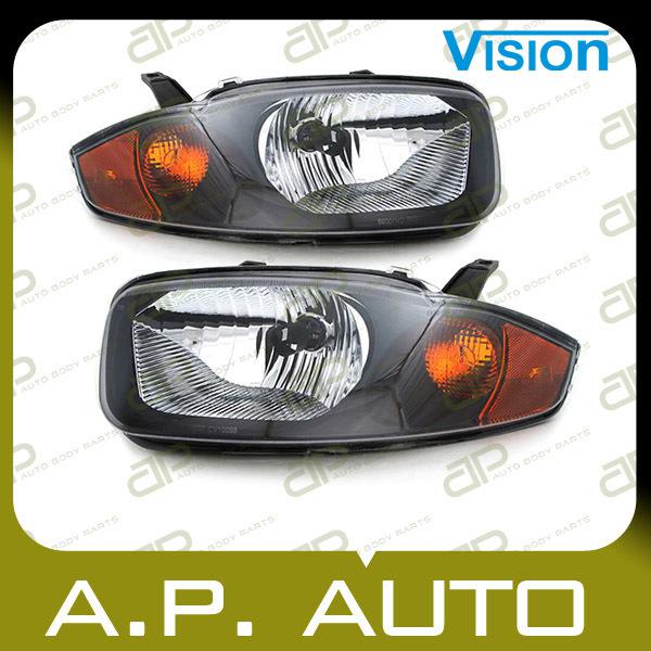 Pair head light lamp assembly 03-05 chevy cavalier base ls sport replacement l+r