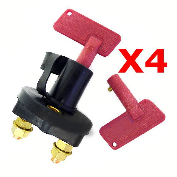 Lot (4) battery disconnect kill cut off link switch car truck brass terminals hd