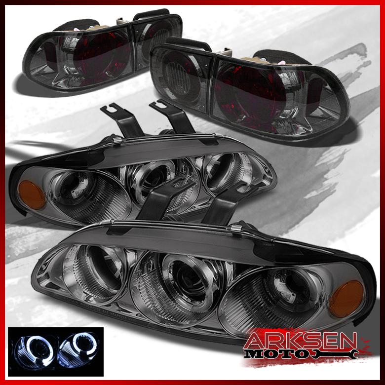 92-95 civic 2 door 2x halo smoke projector headlights+smoked altezza tail lights