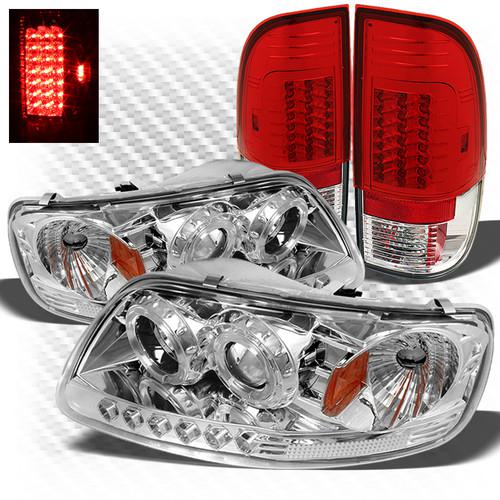 97-03 f150 1pc halo projector headlights + r/c philips-led perform tail lights