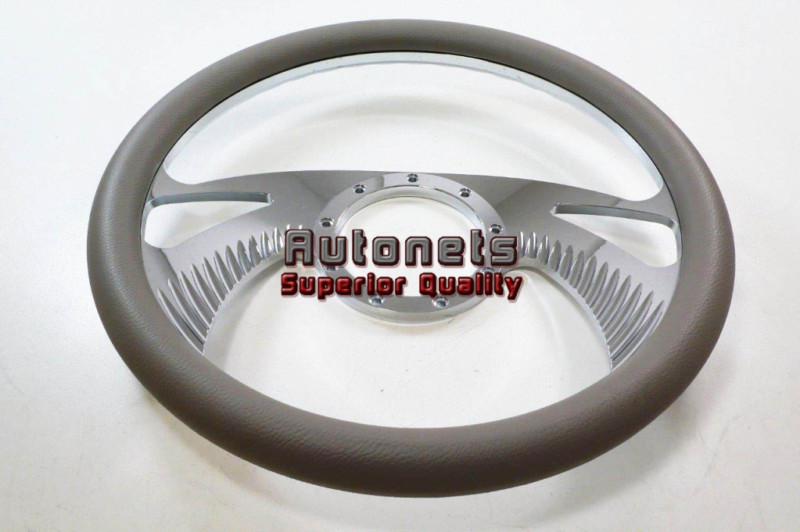 Gray half wrap boomerang camaro leather nova hot rat rod steering wheel aluminum