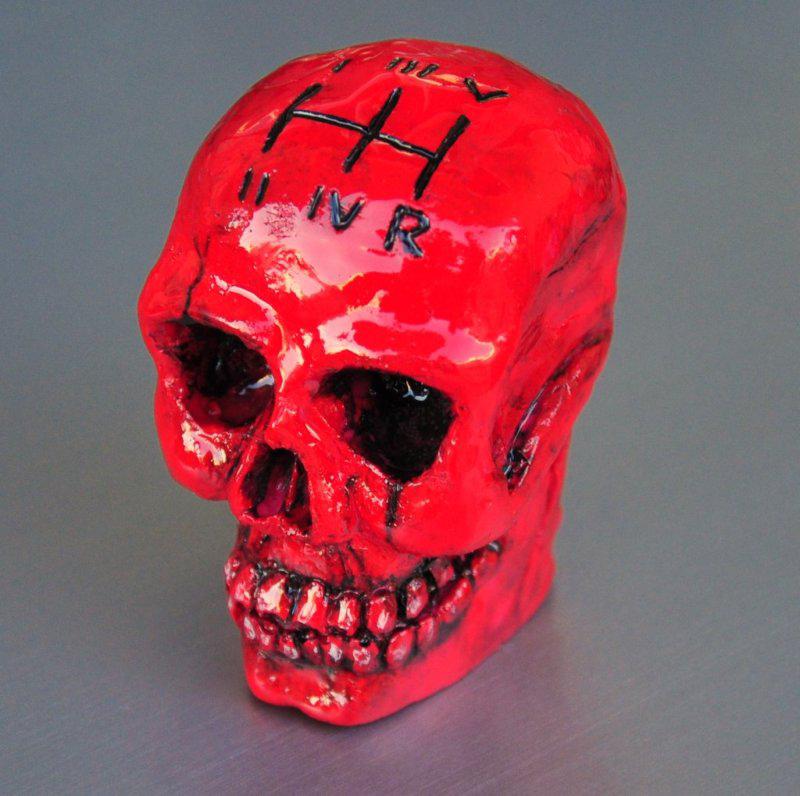 5 speed red skull - gear leaver knob stick shift car hot hat rod universal fit