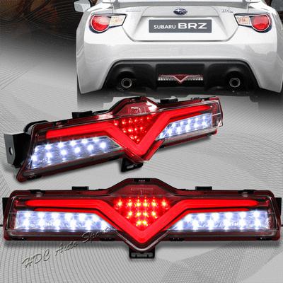 Scion fr-s subaru brz clear lens chrome red housing rear bumper led brake lights