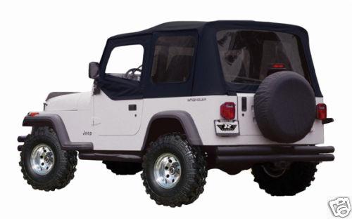 1988-1995 jeep wrangler soft top w/ hardware + frame black tint windows 68215