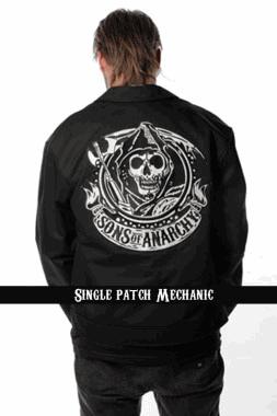 Motorcycle riders sons of anarchy single patch mens black mechanics jacket