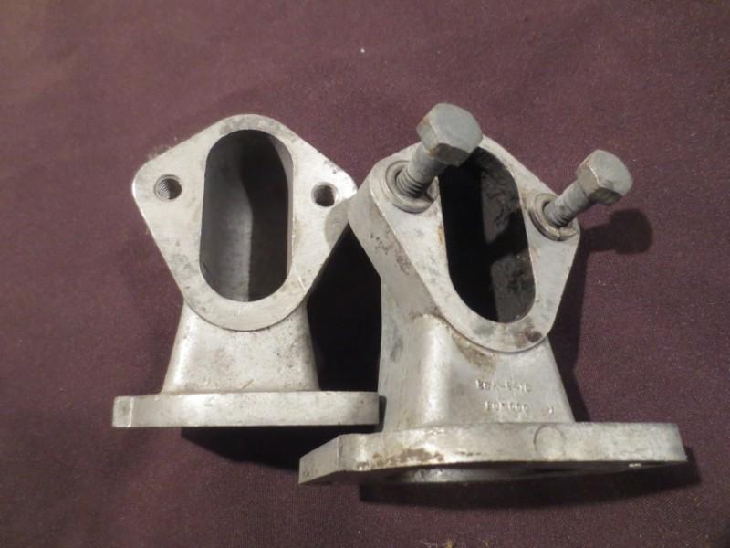 Pair of two vintage ford flathead fuel pump mounts - aluminum, 30's 40's 50's?