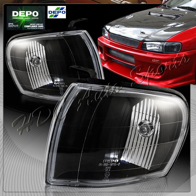 1995-2001 subaru impreza jdm depo black housing clear lens corner lights lamps