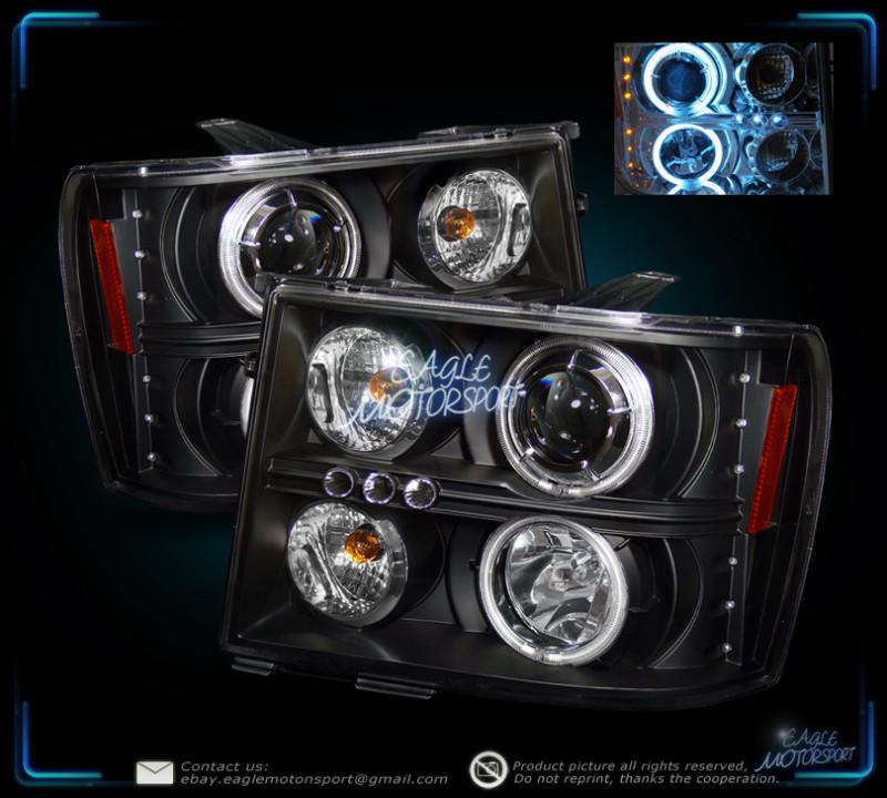 Gmc 07-10 sierra 1500/2500/08-10 3500 dual ccfl halo projector black headlights