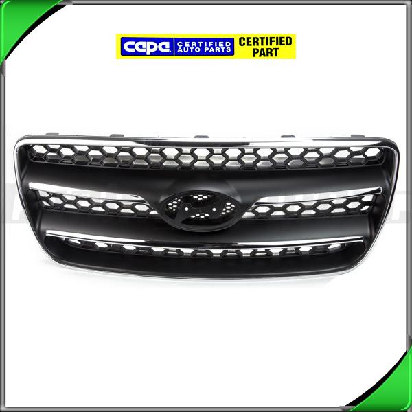 Black grille base fits 2007-2009 hyundai santa fe hy1200147c chrome outer capa